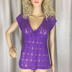 Eyeshadow Purple Lace Blouse Small